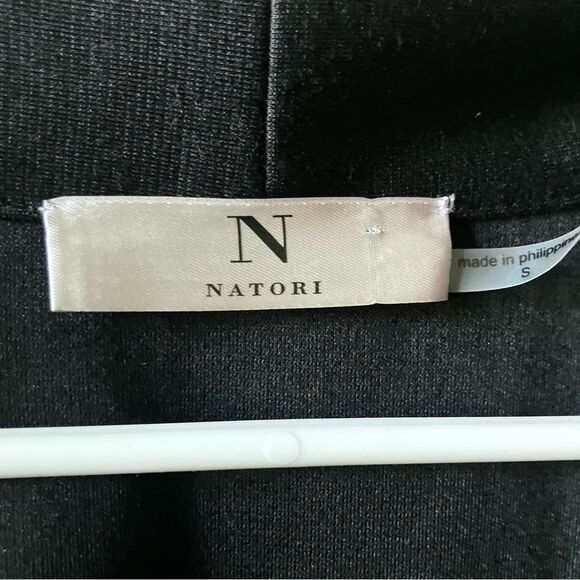 Natori Black Casual Lounge Minimalist Contemporary Open Front Kimono Cardigan S - Picture 3 of 5